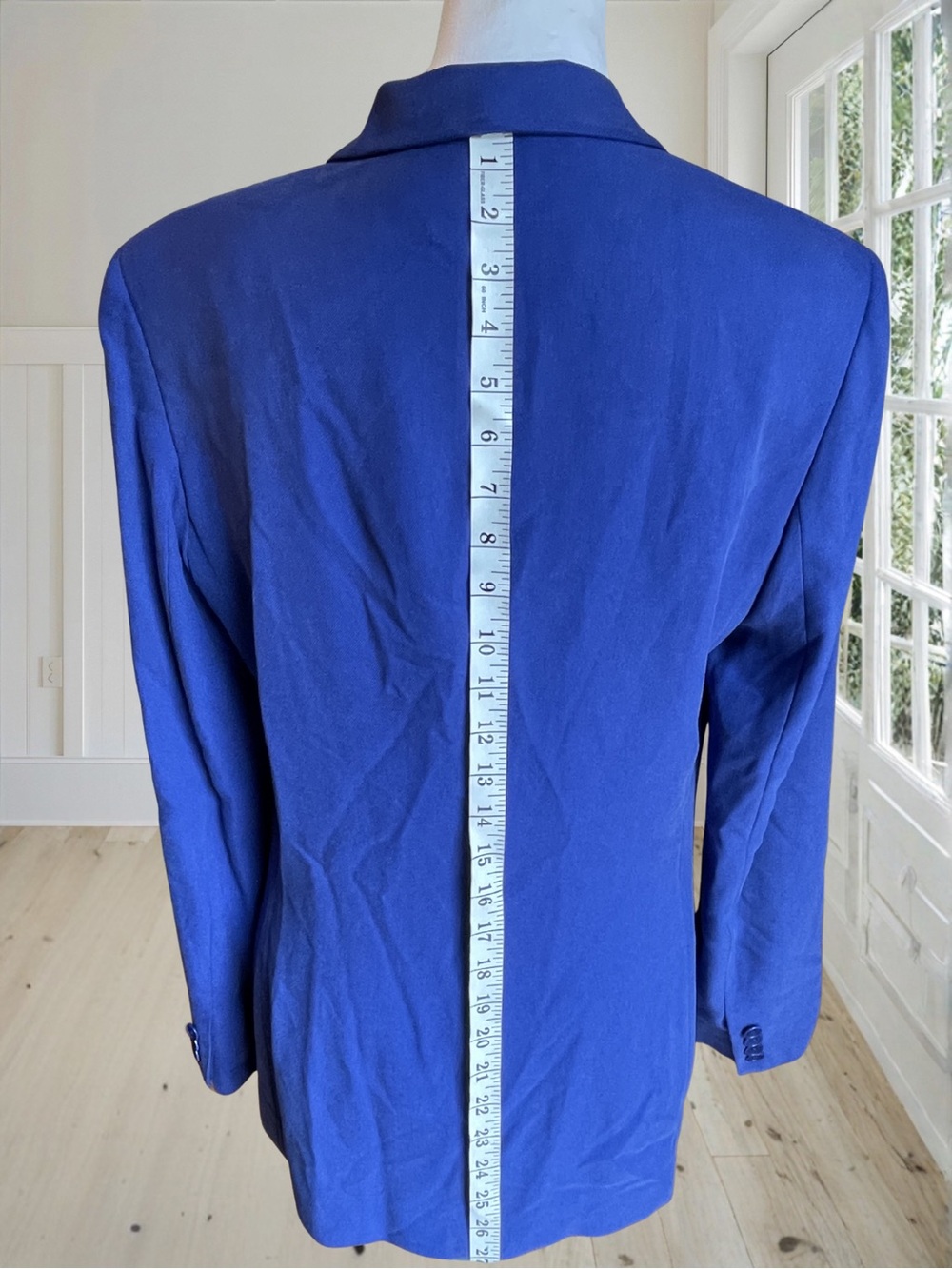 Vintage LAUREN RALPH LAUREN Women's Royal Blue Cotton Silk Blazer Jacket 10 - Picture 8 of 15